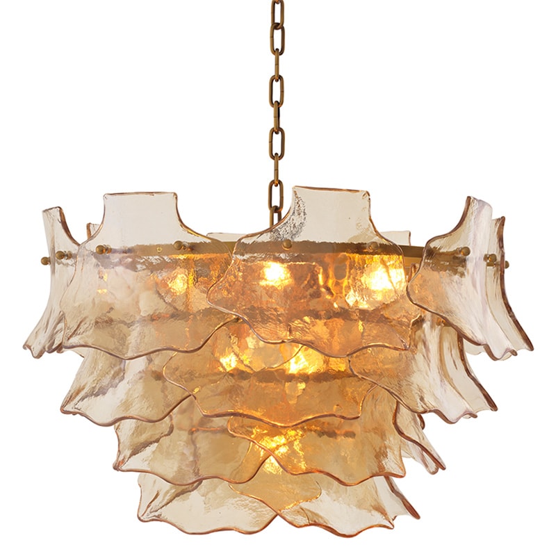 Clarendon Chandelier taklampa antik mässing/champagnefärgat glas