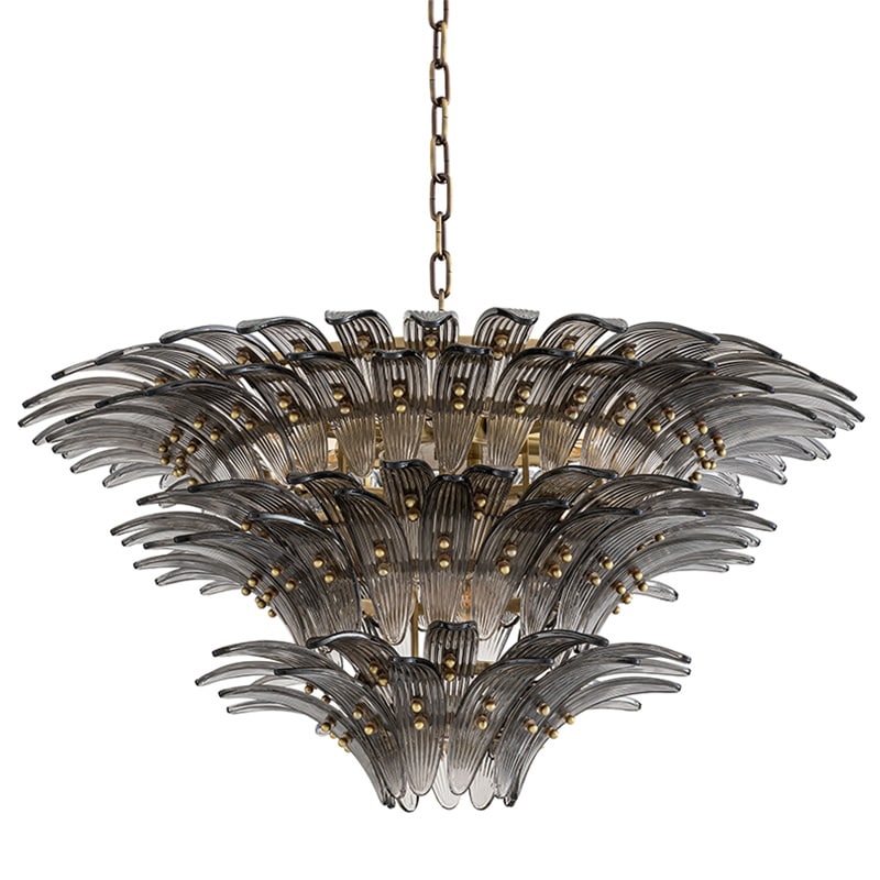 Italo Chandelier taklampa Borstad mässing/rökfärgat glas