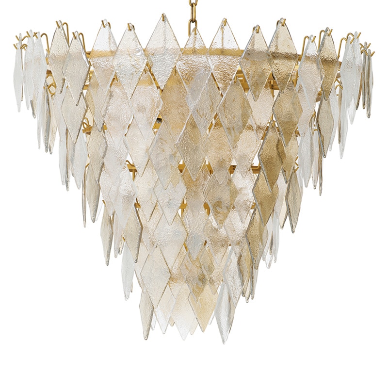 Rhombus Large Chandelier taklampa Antik mässing/glas