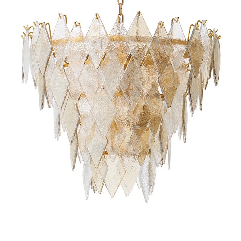Rhombus Small Chandelier taklampa Antik mässing/glas