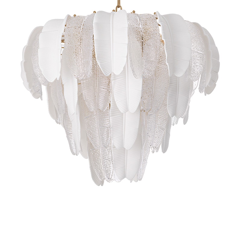 Saint Lucia Small Chandelier taklampa Antik mässing/klart glas/vit keramik