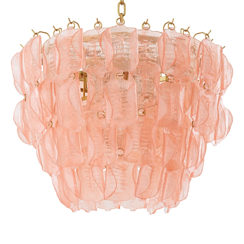 Solange Chandelier taklampa Antik mässing/rosa glas