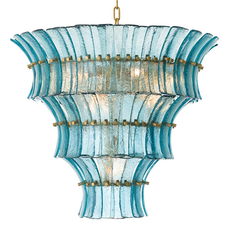 Toscano Chandelier taklampa Antik mässing/blått glas