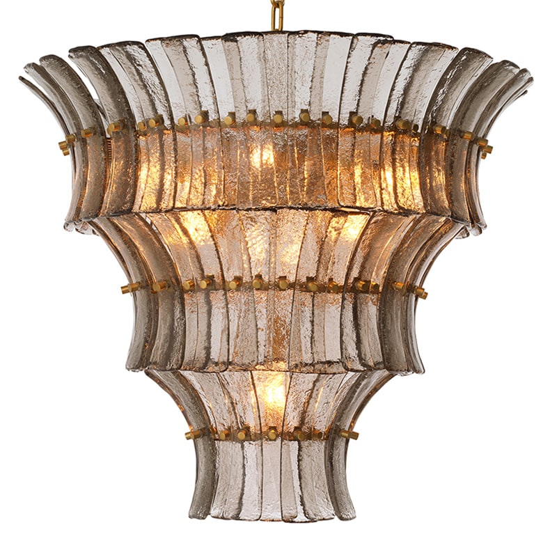 Toscano Chandelier taklampa Antik mässing/rökfärgat glas