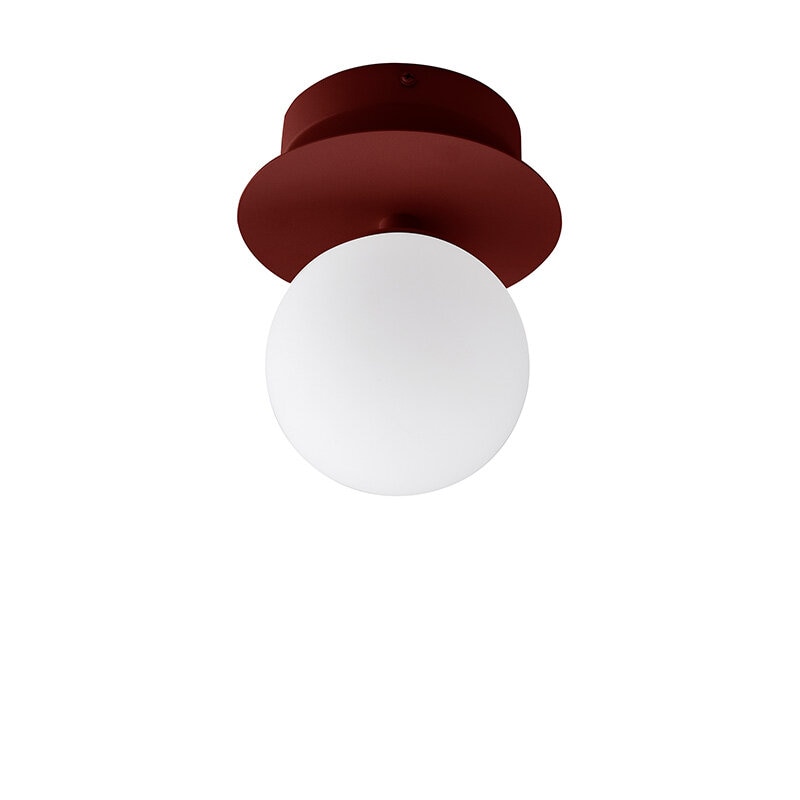 Art Deco IP44 vägglampa/plafond burgundy/vit