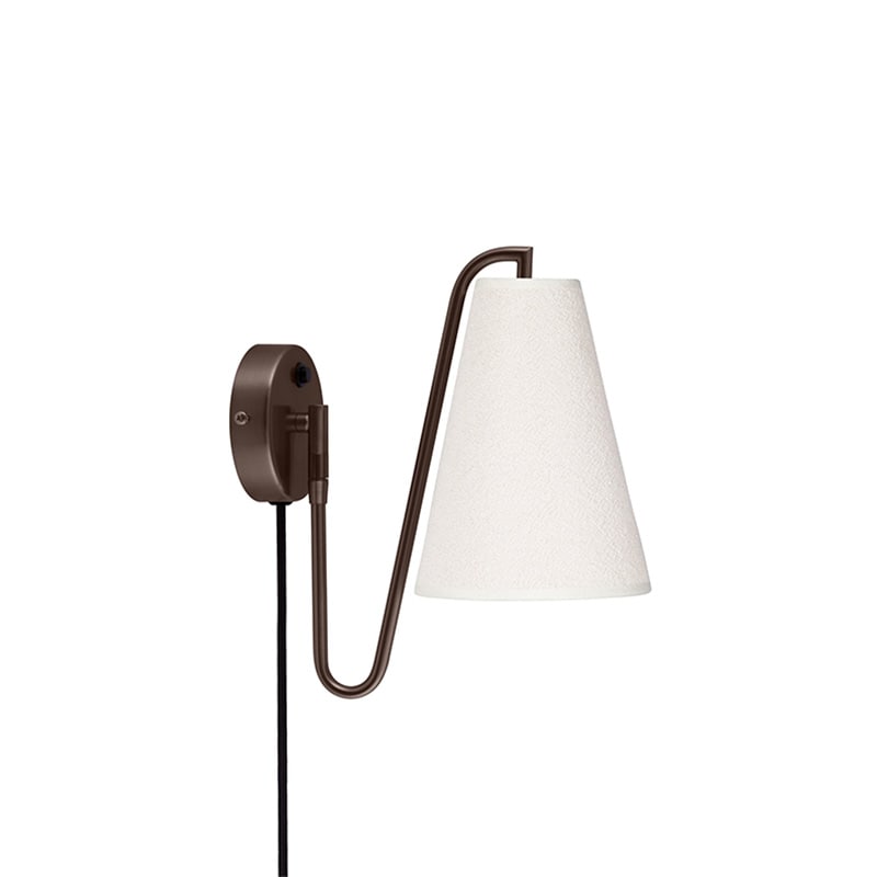 Lou Vägglampa  Vit bouclé/bronze