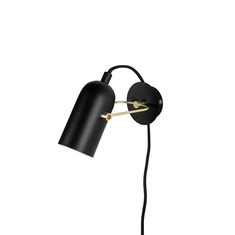 Swan Mini vägglampa svart/borstad mässing