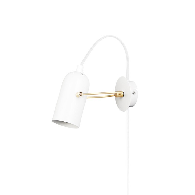 Swan Mini vägglampa vit/borstad mässing