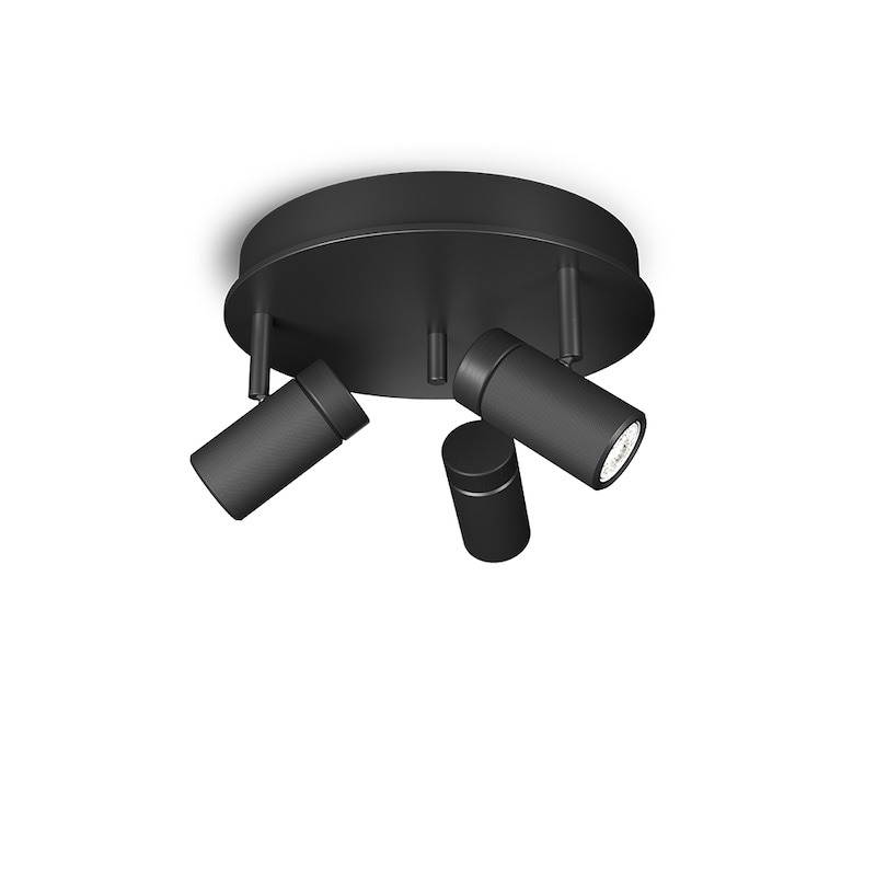 Holder 3 rund spotlight svart