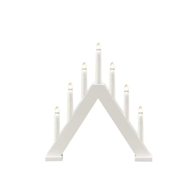 Elljusstake 7 ljus trä vit