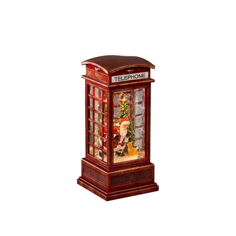 Vattenlykta Telefonkiosk/tomte Juldekoration Batteri