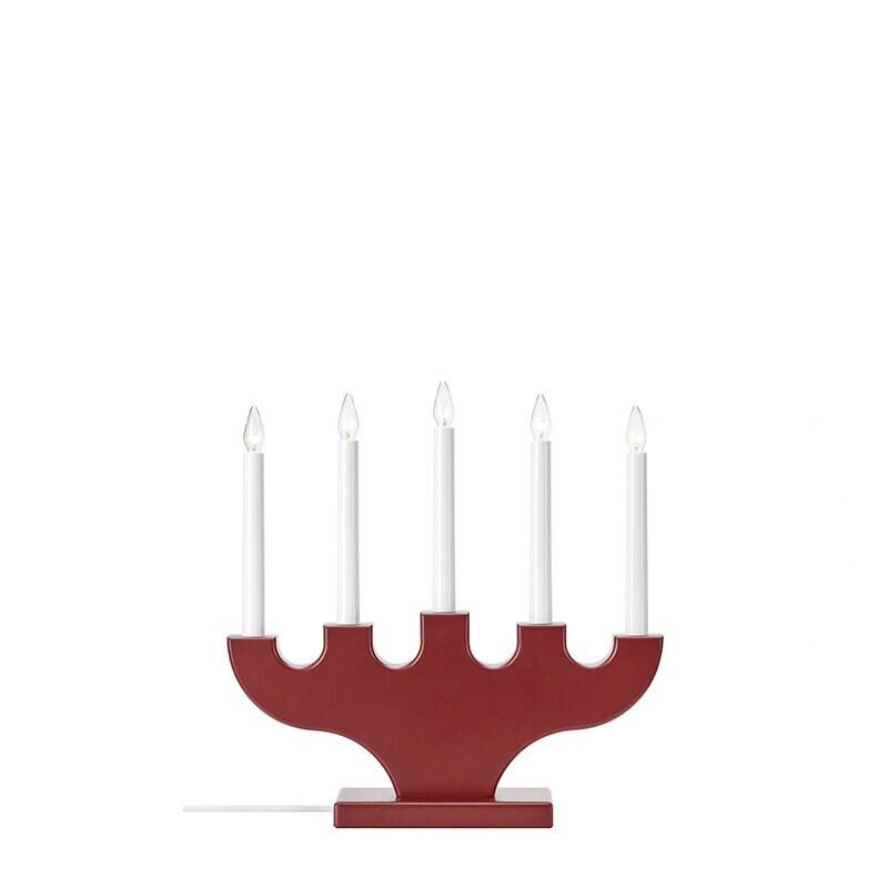 Spira ljusstake 5l mörkröd
