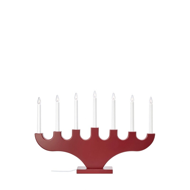 Spira ljusstake 7l mörkröd