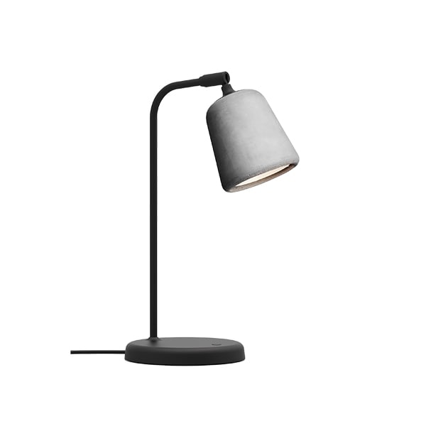 Material bordslampa ljusgrå betong/svart