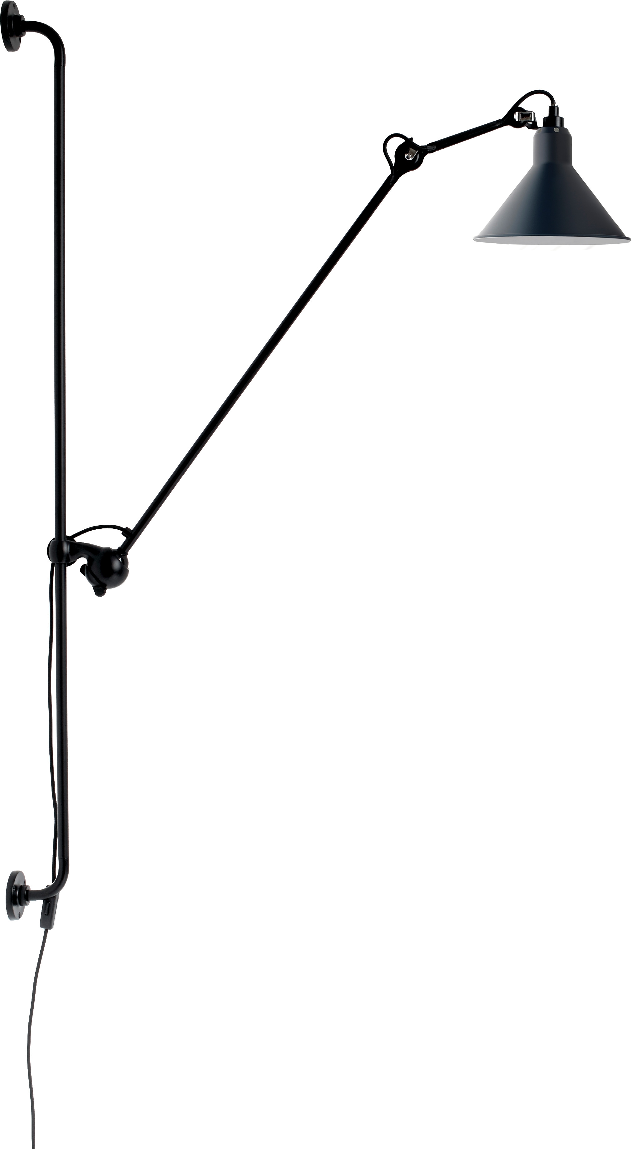 Lampe Gras N°214 vägglampa conic svart/blå