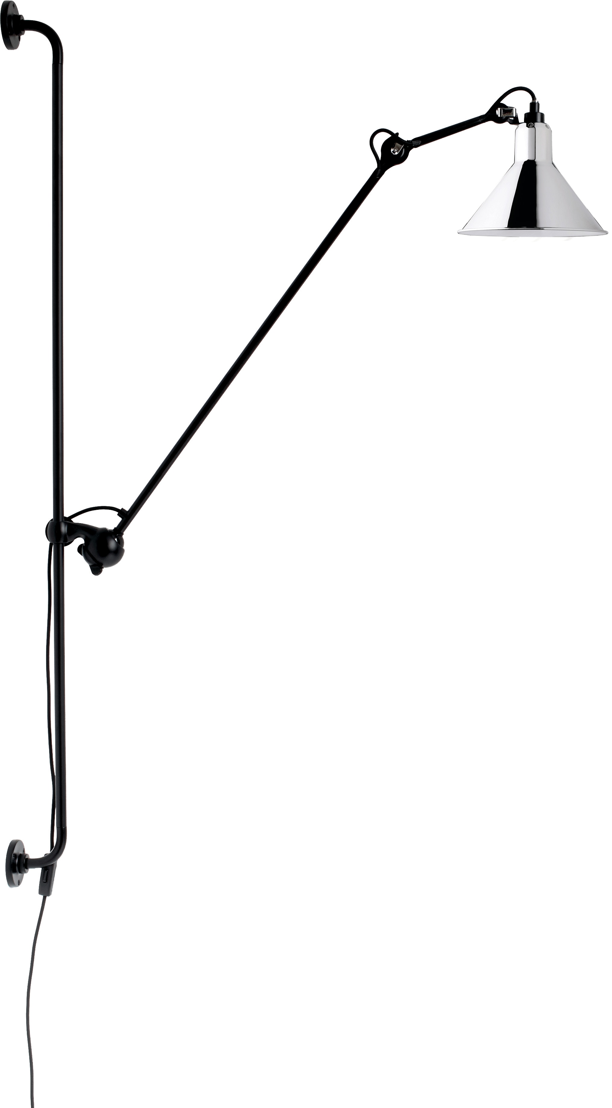Lampe Gras N°214 vägglampa conic svart/krom