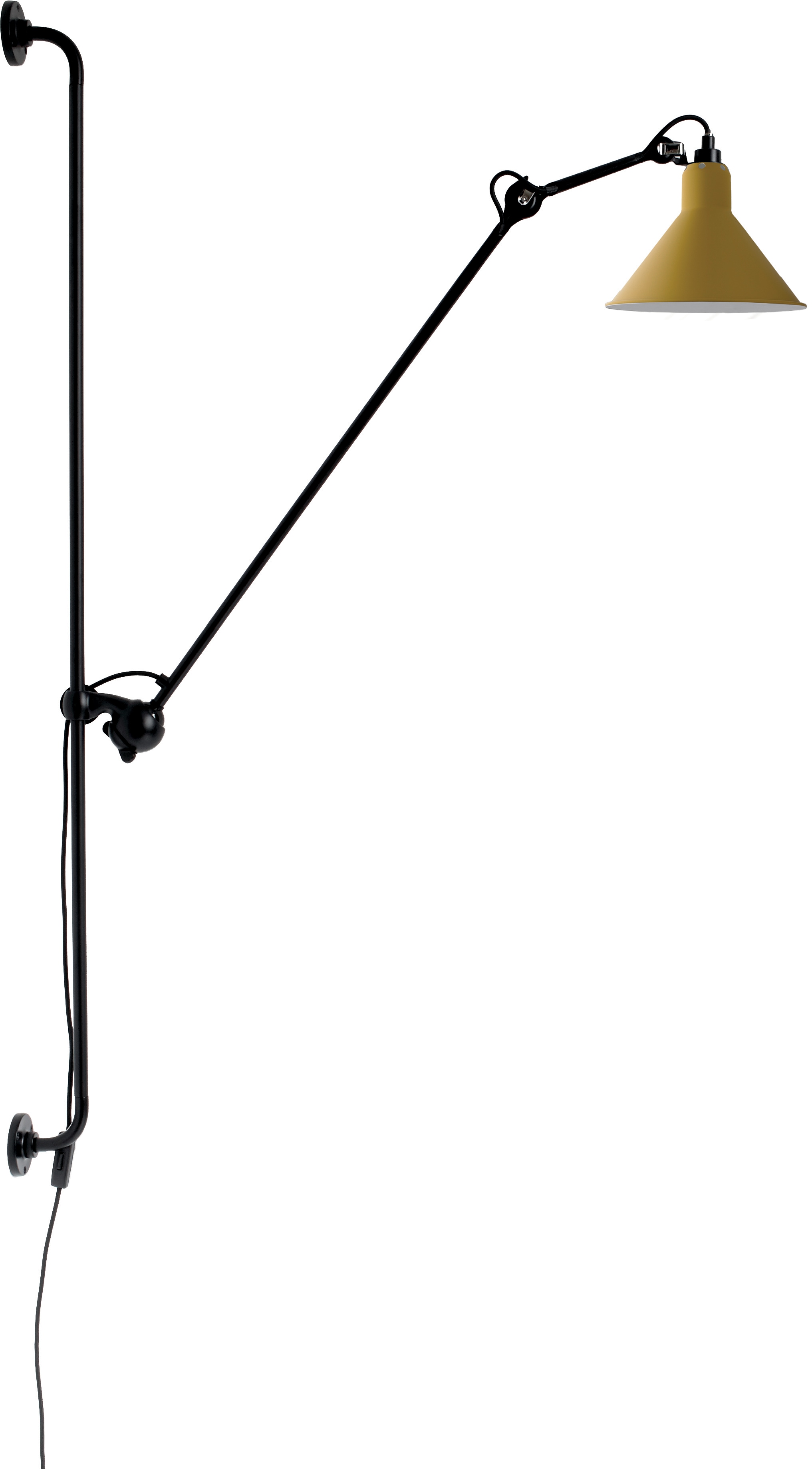 Lampe Gras N°214 vägglampa conic svart/gul