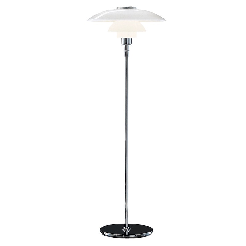 PH 4½-3½ Golvlampa glas/krom