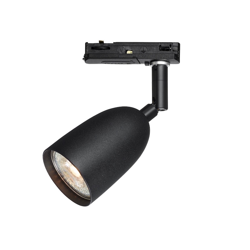 Radiell spotlight svart/svart led Global 1-fas