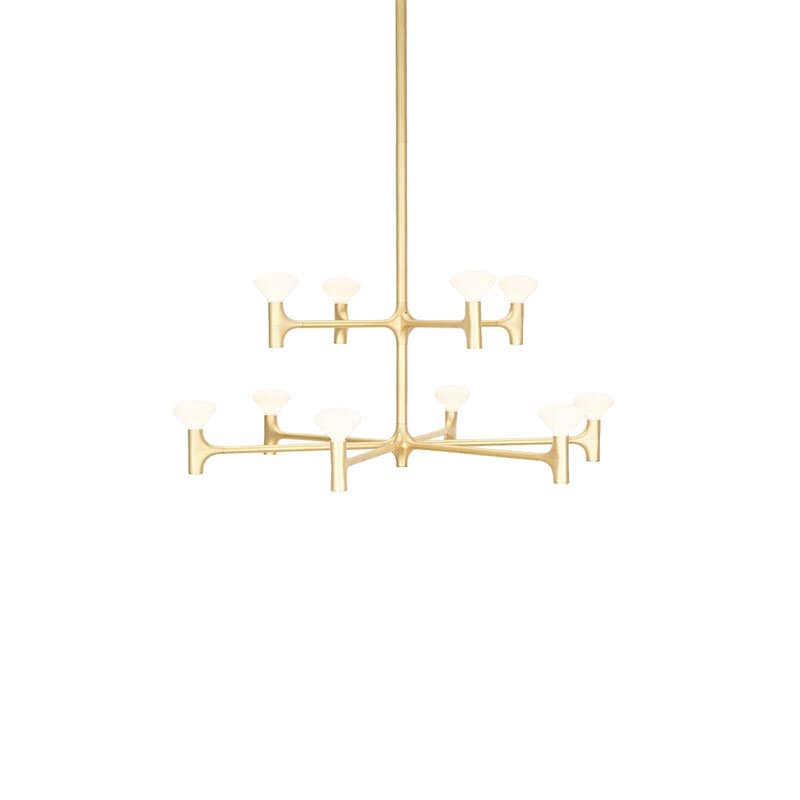 Root two-tier medium chandelier solid brass