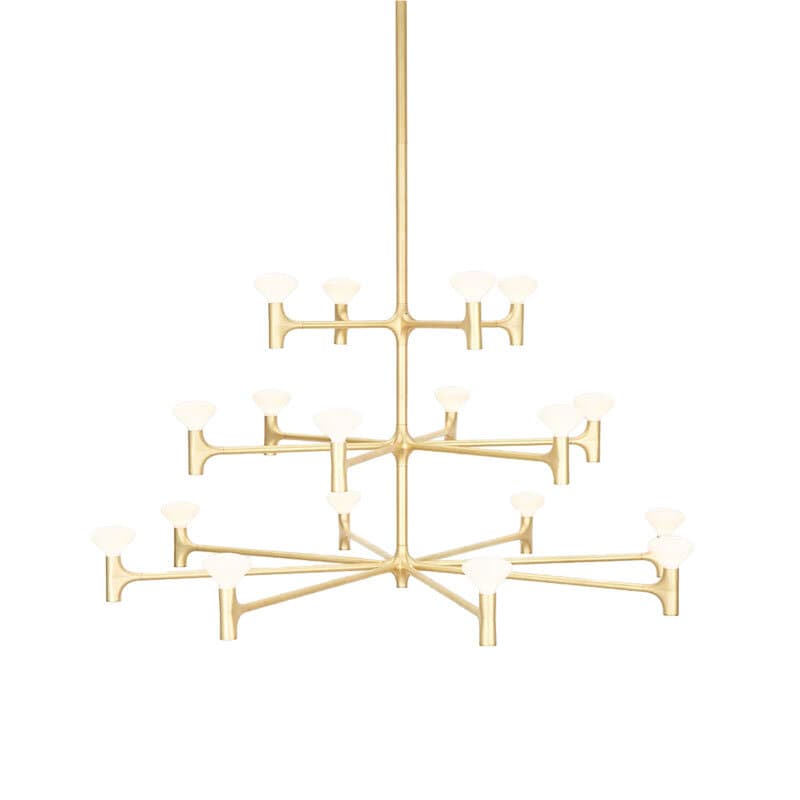 Root three-tier large chandelier solid brass