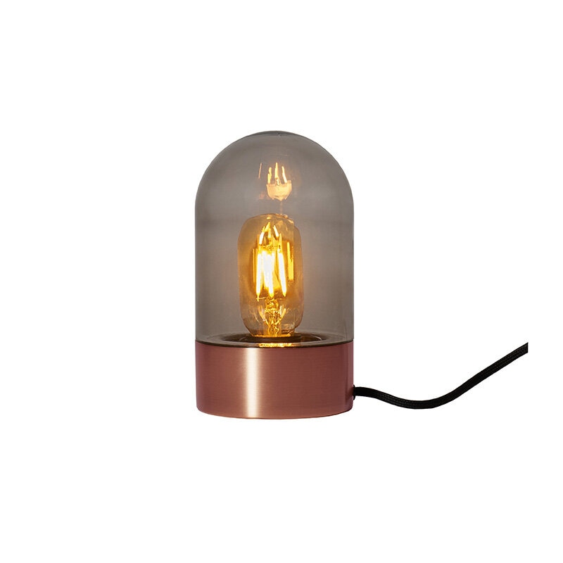 Vox bordslampa borstad koppar/rökfärgat glas