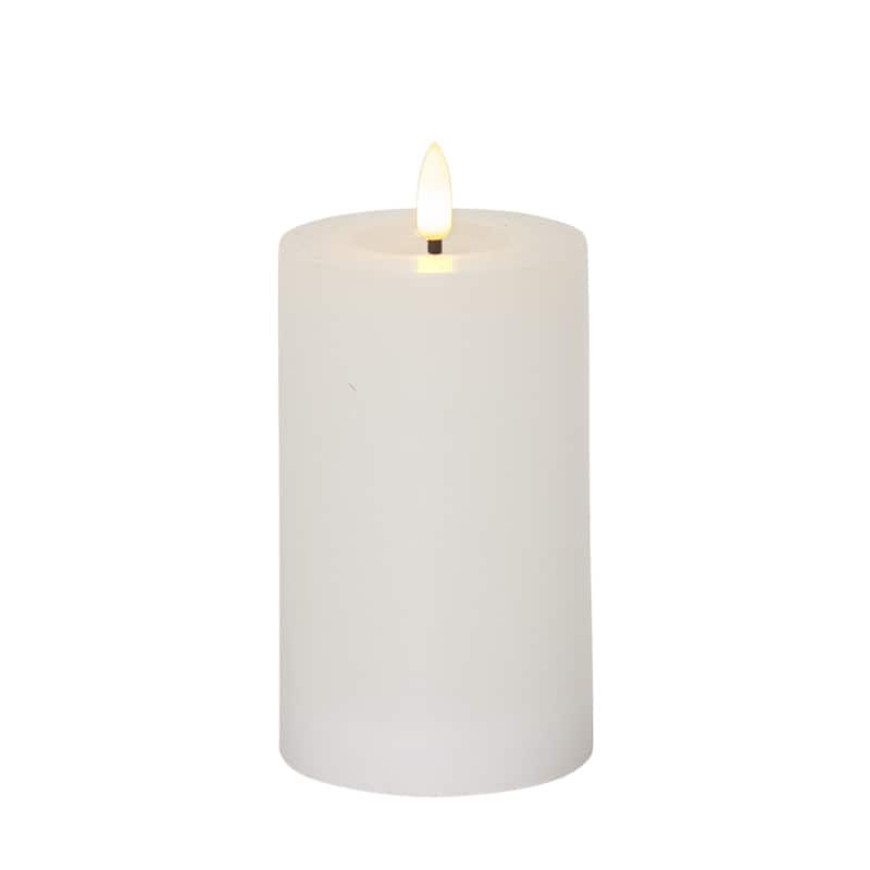 Blockljus 15 cm LED flamme flow vit