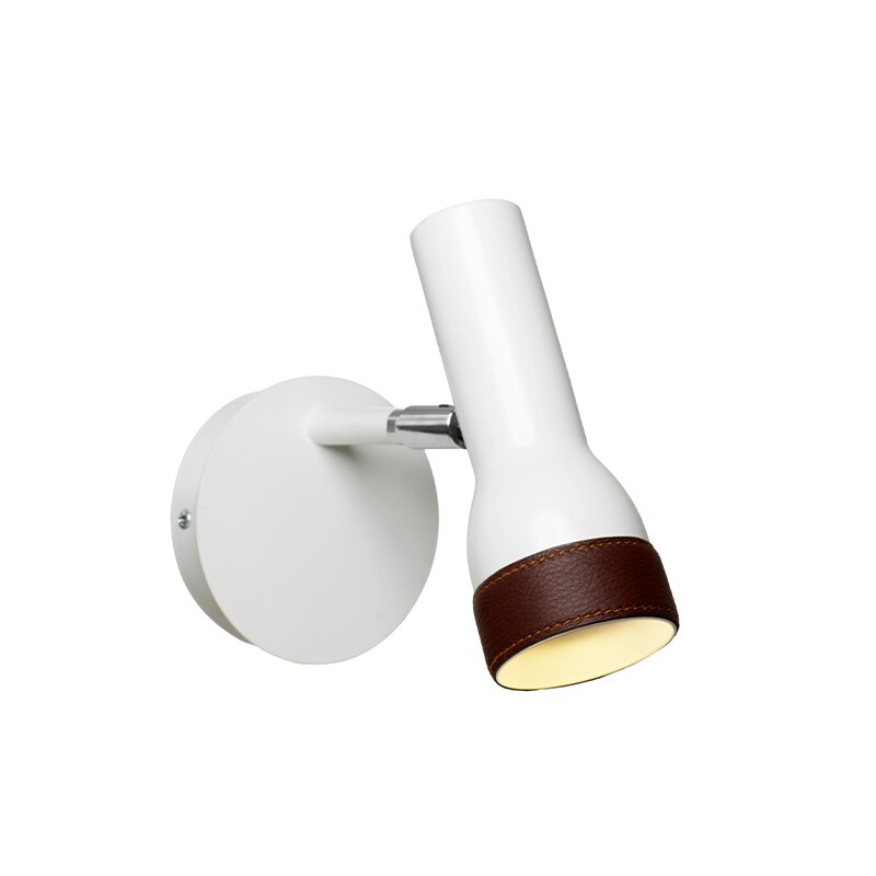 Talk vägglampa fast installation vit/brunt läder