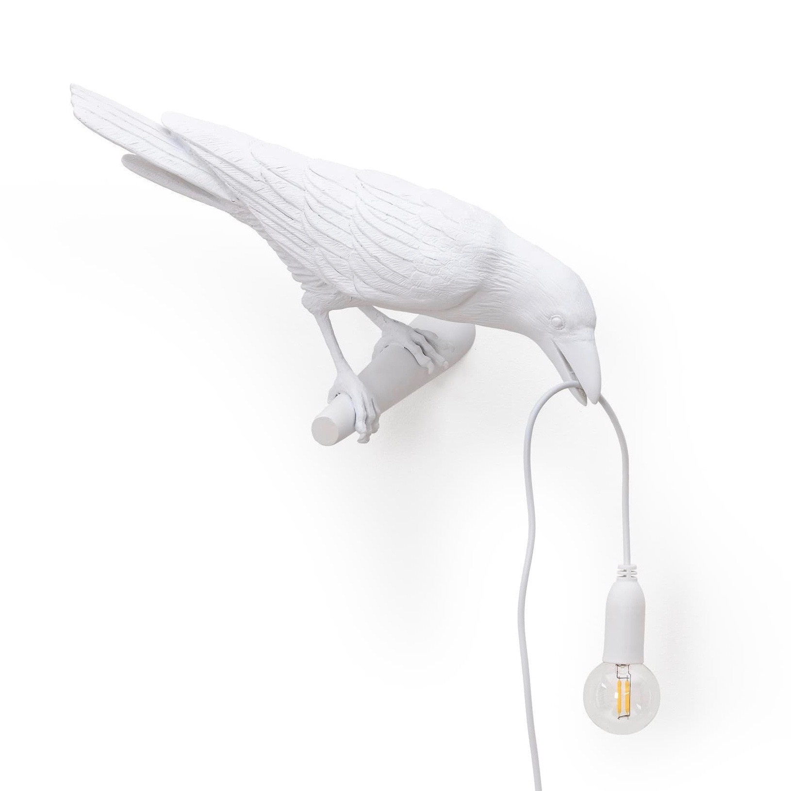 Bird Lamp looking right outdoor vägglampa vit