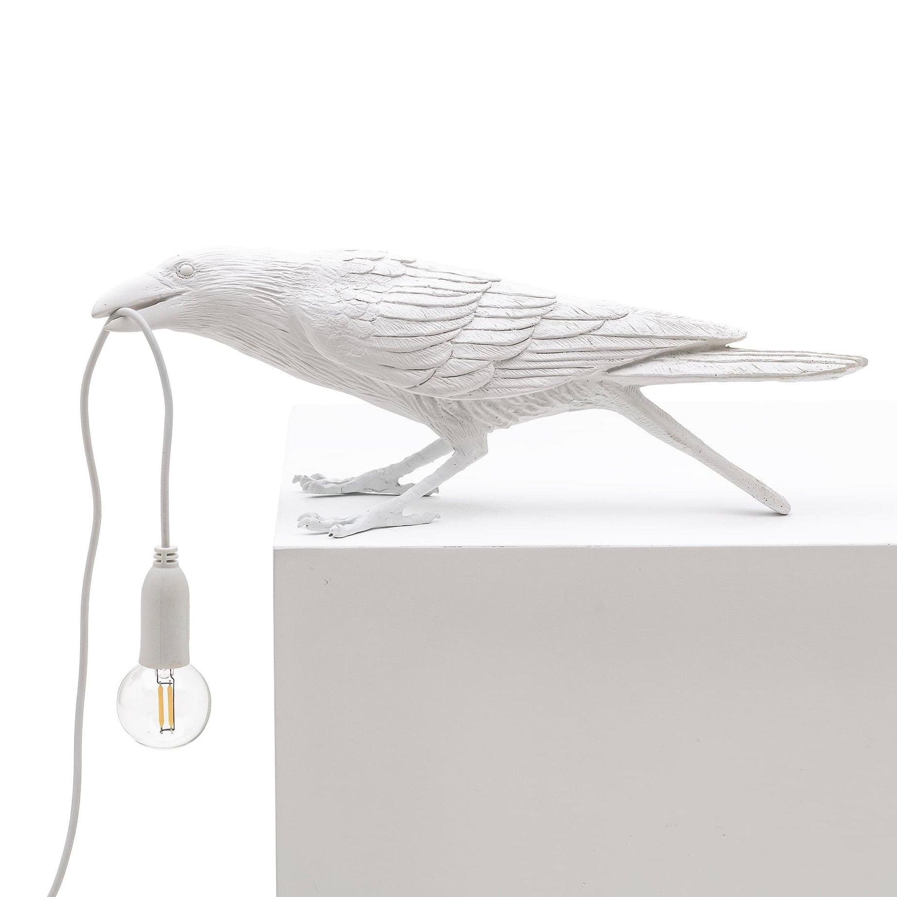 Bird Lamp Playing outdoor bordslampa vit