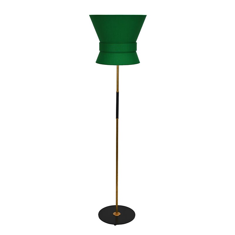 Bow stor golvlampa rå mässing/emerald green
