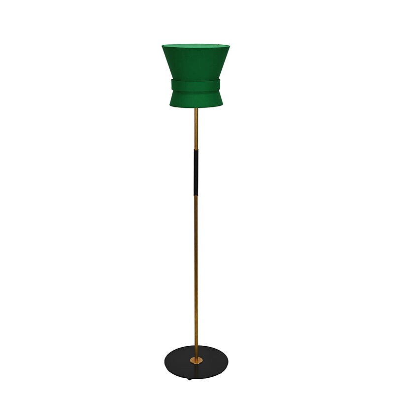 Bow liten golvlampa rå mässing/emerald green