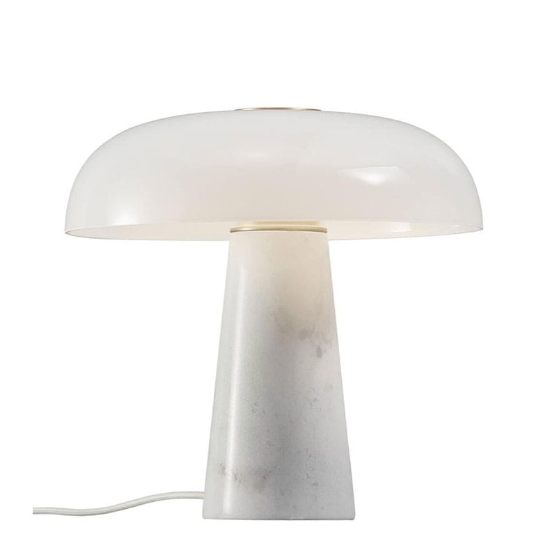 Glossy bordslampa vit marmor