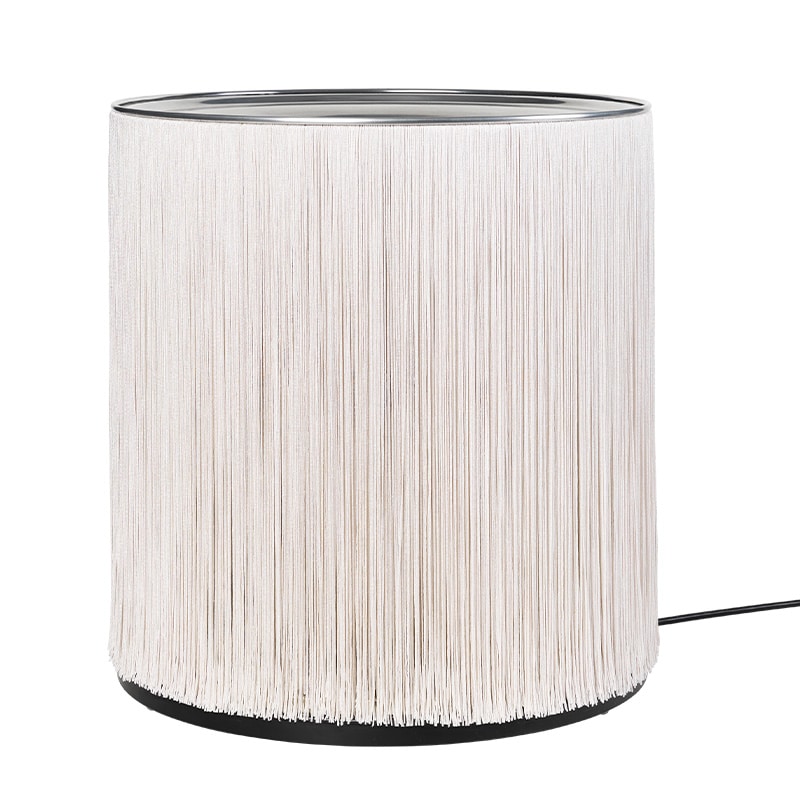Model 597 golvlampa polished aluminum/cream fringe