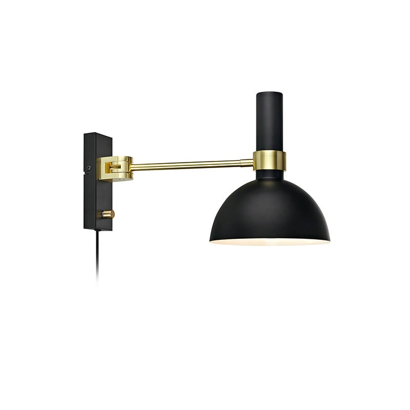 Larry vägglampa svart/borstad mässing