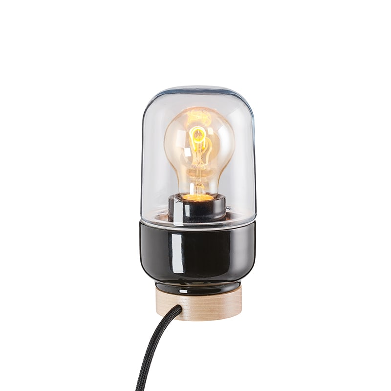 Ohm 100/190mm bordslampa klarglas/svart