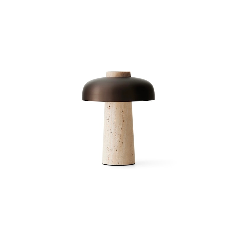Reverse portabel bordslampa Sand Travertine/bronzed aluminium