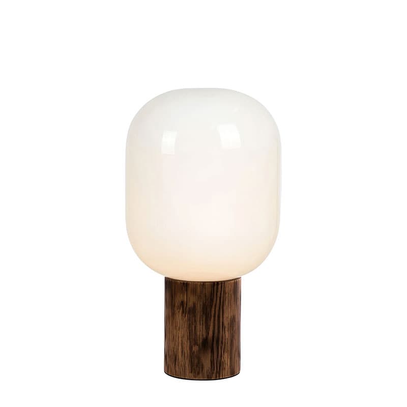 Skene bordslampa vit/bränt trä