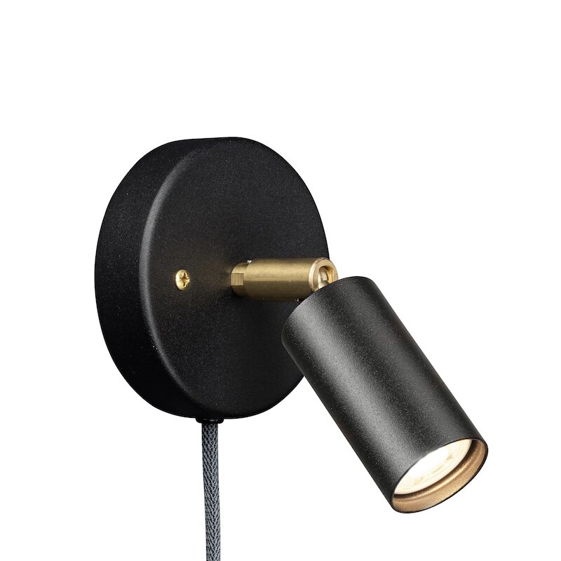Starlight 1 vägglampa med kabel svart struktur